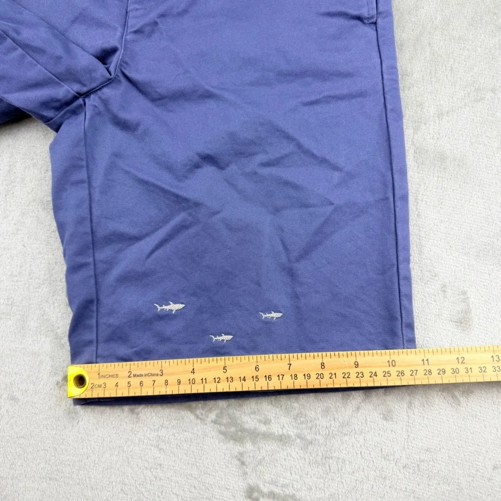 Vineyard Vines Boys Shark Embroidered Chino Shorts Size 18 Blue Cotton Preppy